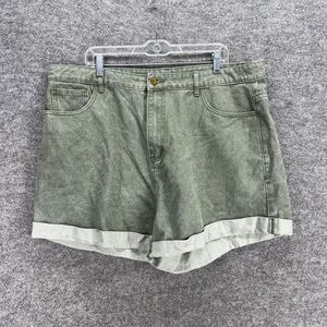Cider Shorts Women 2XL Gray High Rise Cuffed Chino Pockets Casual Comfort